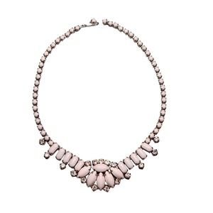 Signed by Gale Vintage Milk Glass And Rhinestone Choker Necklace